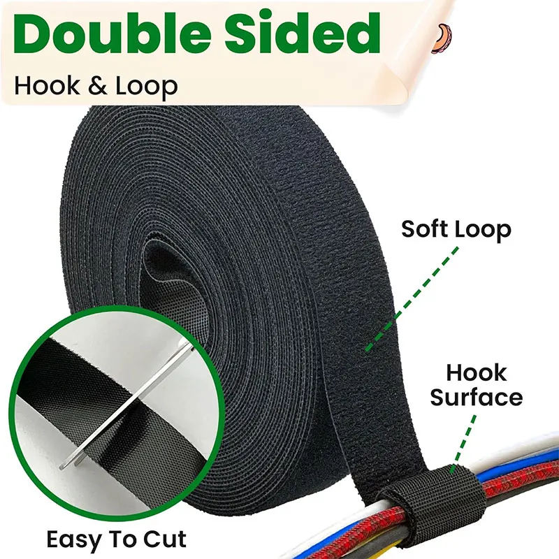 5Meter Reusable Fastening Tape Cable Ties Wrap Double-Sided Hook-and-Loop Cable Straps Management Tape 10/15/20/25/30/50mm Wide