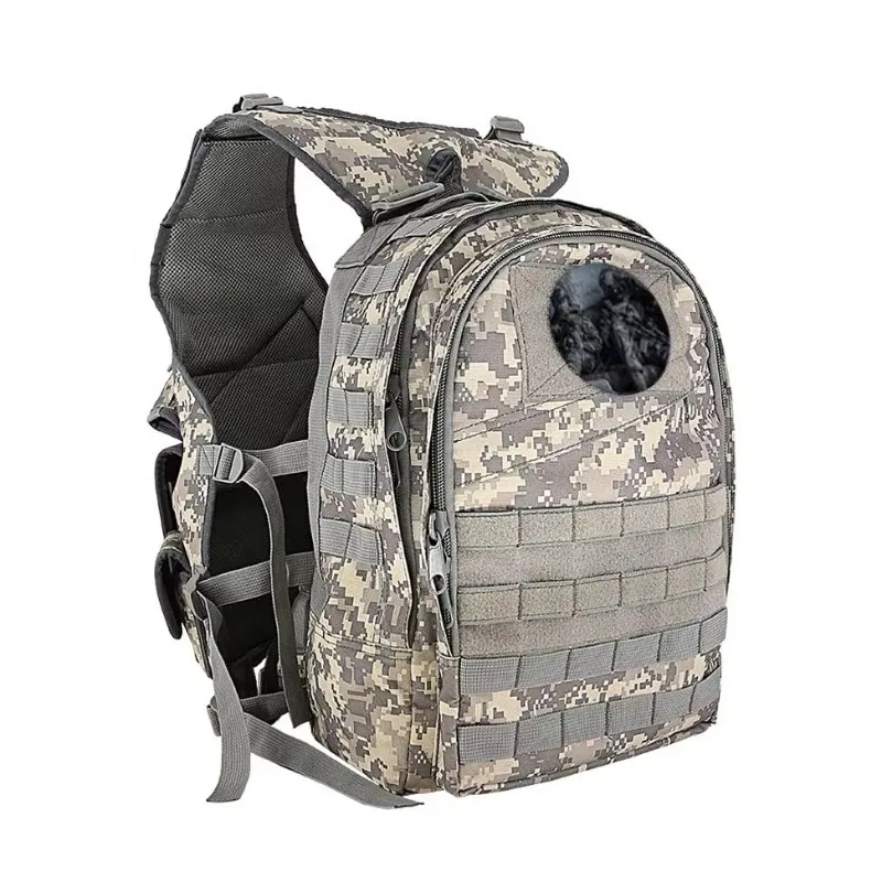 سلامة مزدوجة في الهواء الطلق التخييم الصيد حقيبة ترحال التكتيكية على ظهره سترة حقيبة متعددة الأغراض الرجال التكتيكية على ظهره #2