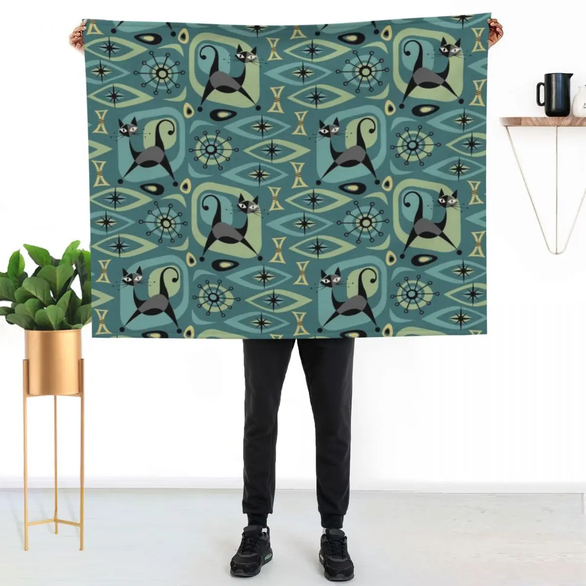 Mid Century Cat Abstract ??studioxtine Throw Blanket Camping for babies For Baby manga Bed For Decorative Sofa Blankets