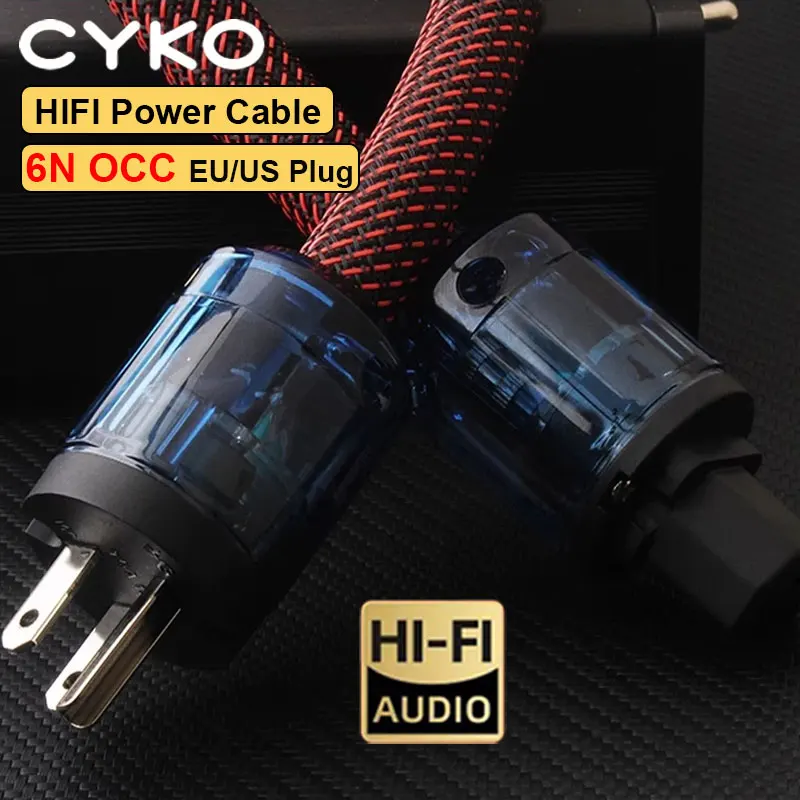 CYKO HiFi Audio Cable 6N OCC EU/US Plug Power Cable Shielding Connection Filterure Amplifier Power Cord  ﻿