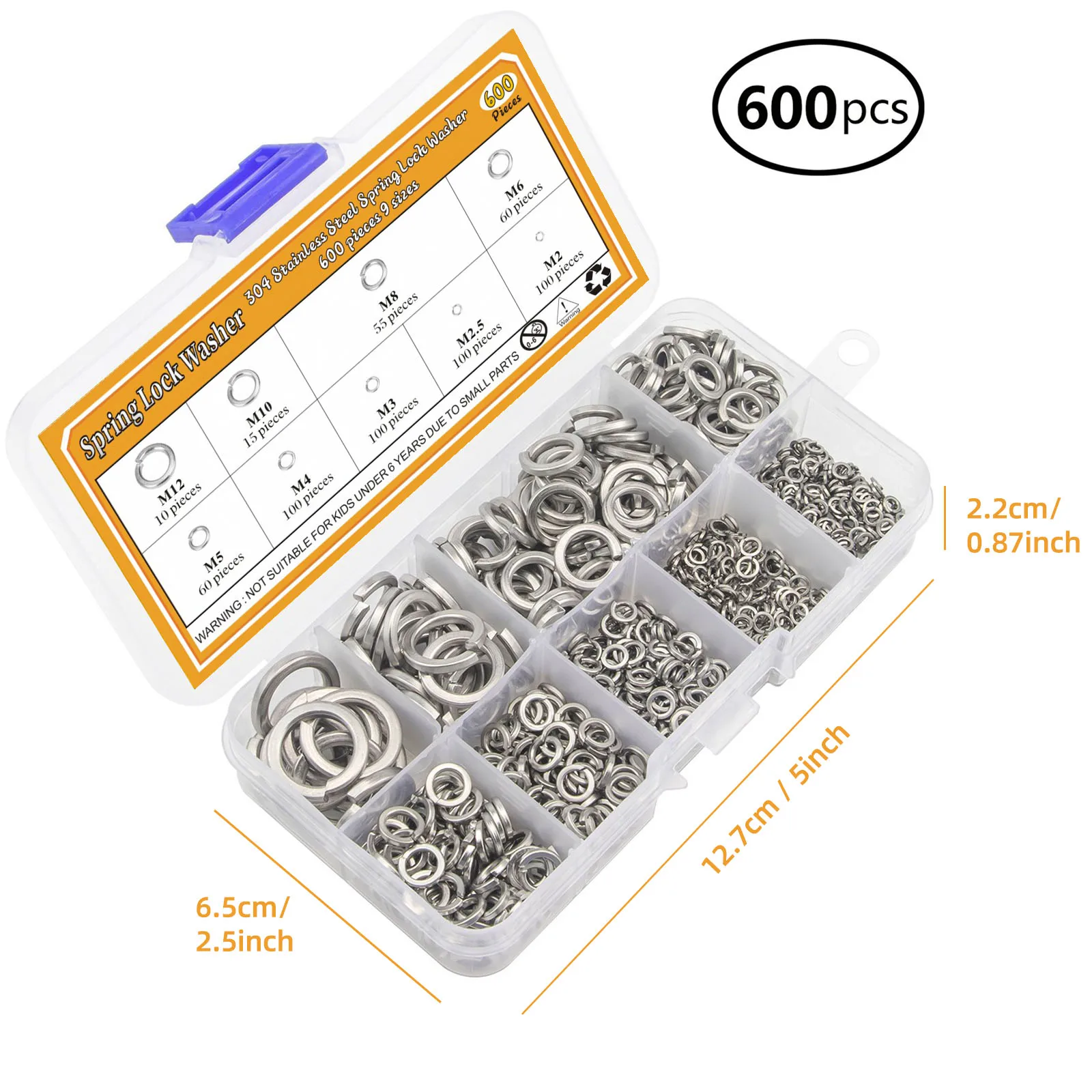 410 шт./600 шт., пружинные блокираторы из нержавеющей стали, 9 размеров M2 M2 M2, 5