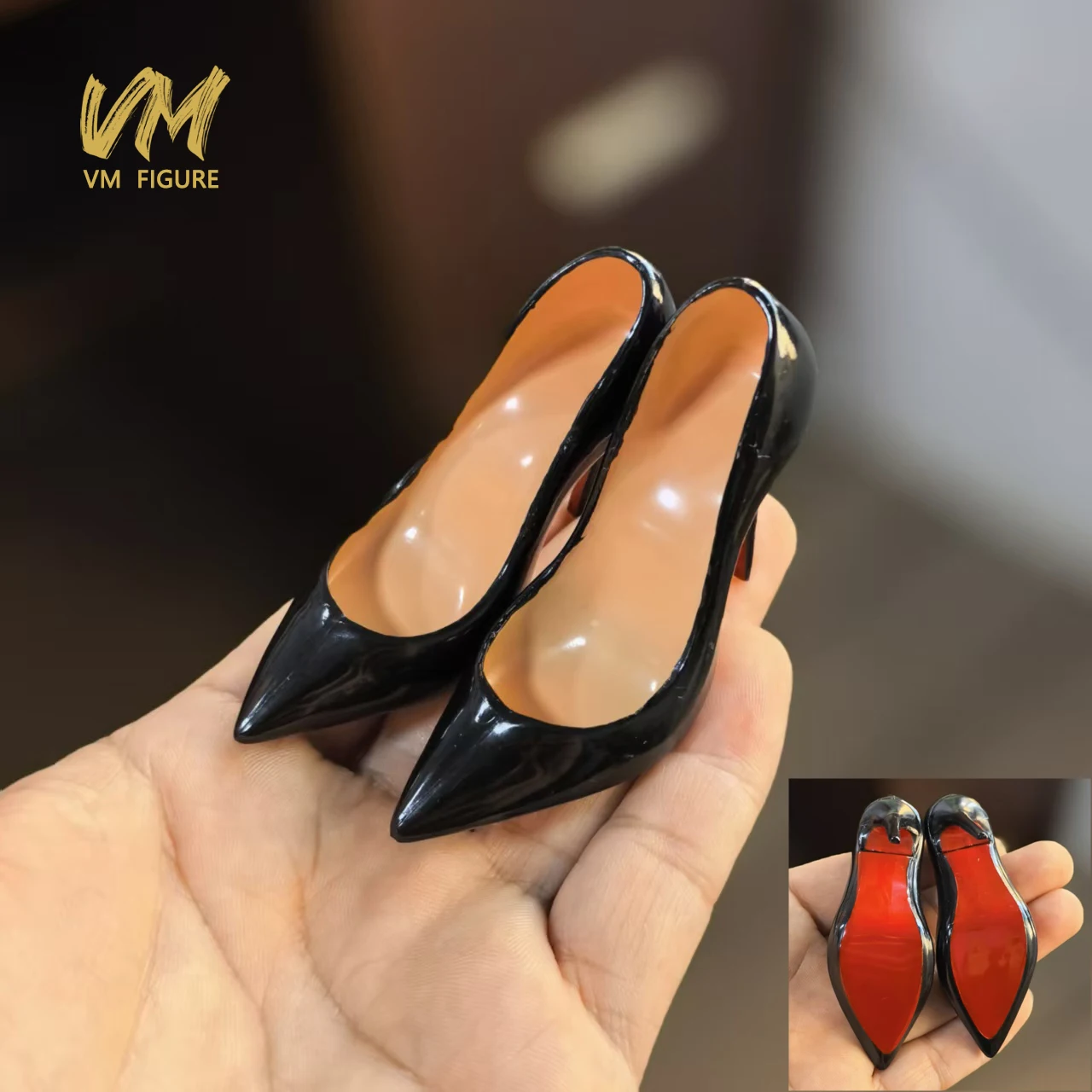 1/4 Scale Fashion stiletto Heels Black Tip Fine High Heels Hollow Shoes Model For SD/BJD Female Soldier Action Figure Body Dolls