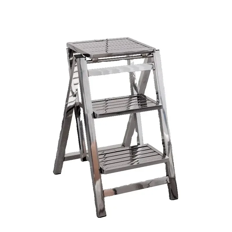 Home Stainless Steel Ladder Stool Folding Telescopic Thickened Step Ladder Indoor Multi-functional Portable 3 Step Ladder Bench
