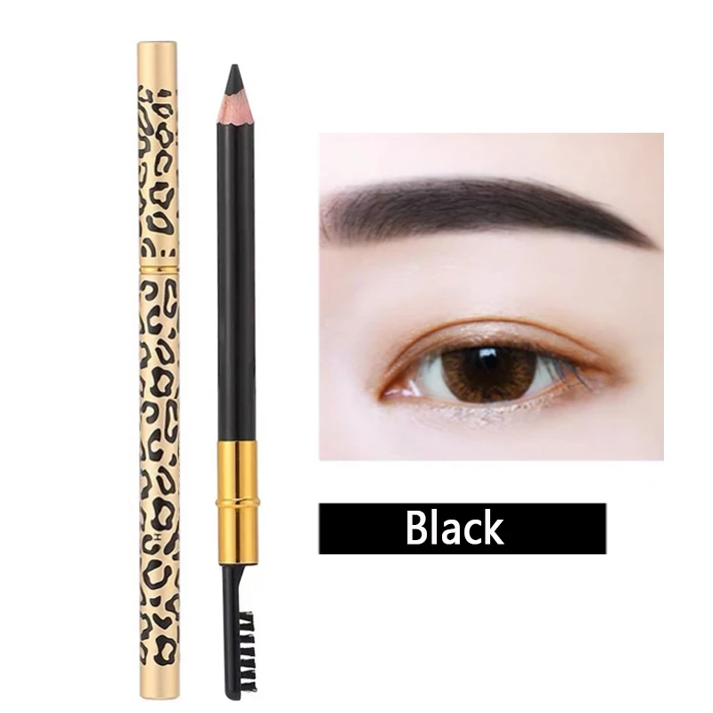 Lasting Color Double Head Eyebrow Pencil with Brush Waterproof Not Blooming Black Brown Professional Tint Shade Eyebrows Makeup