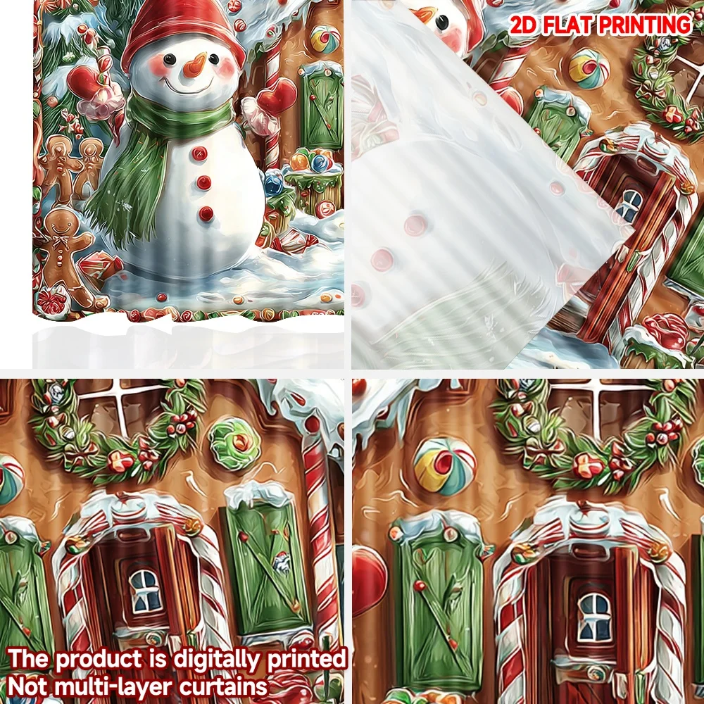 2D الطباعة المسطحة 2PCS الستائر عيد الميلاد شعبية سانتا كلوز الغزلان شجرة سعيد لطيف مضحك أحمر أخضر الرقمية المطبوعة البوليستر #5