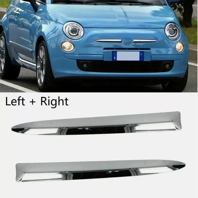 

1Pair Chrome Front Bumper Upper Moulding Trim Strip For Fiat 500 2007-2015 Automotive Front End Protective Frames Replacement