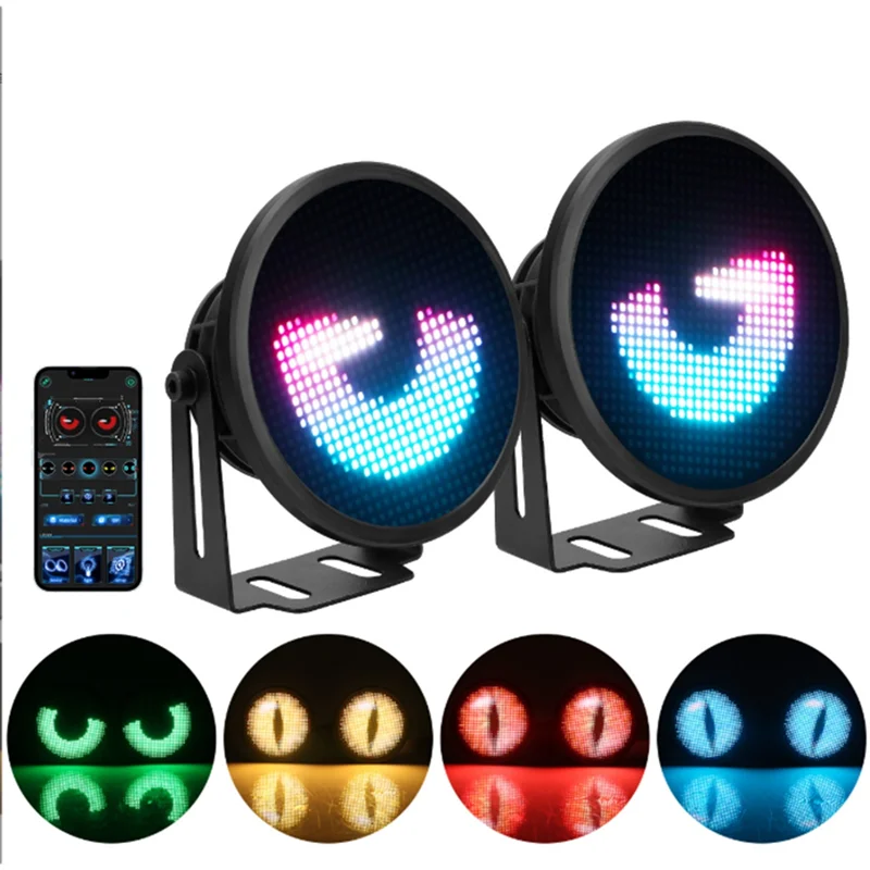 

Car Angel Eyes Ring Fog Lamp 2Pcs 3Inch LED Screen APP Control DIY Multimedia Player Headlight Dynamic Eye Lights