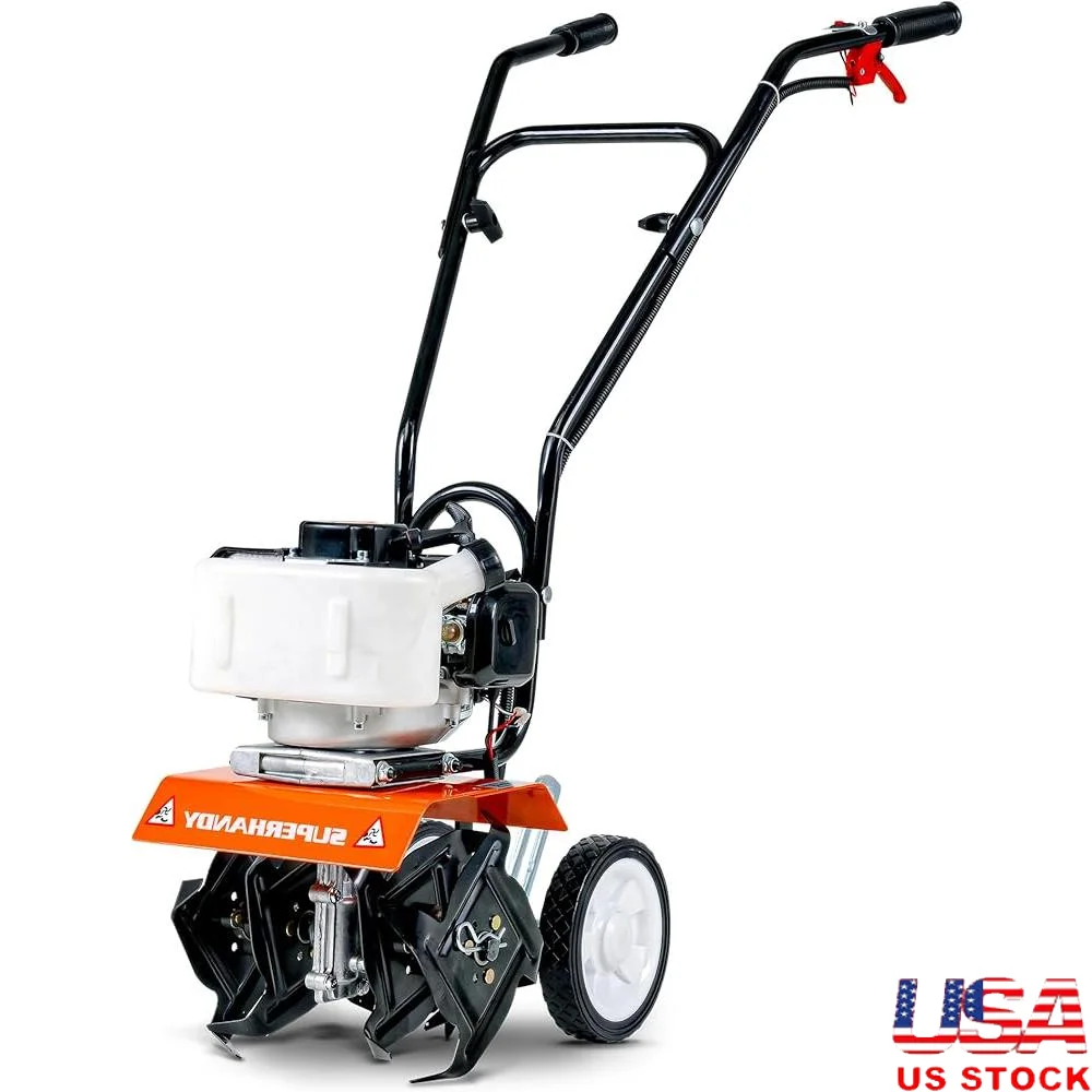 

52cc 2 Stroke Gas Mini Tiller Cultivator 1.8HP 4 Steel Tines Soil Preparation Aeration Garden Lawn Tool
