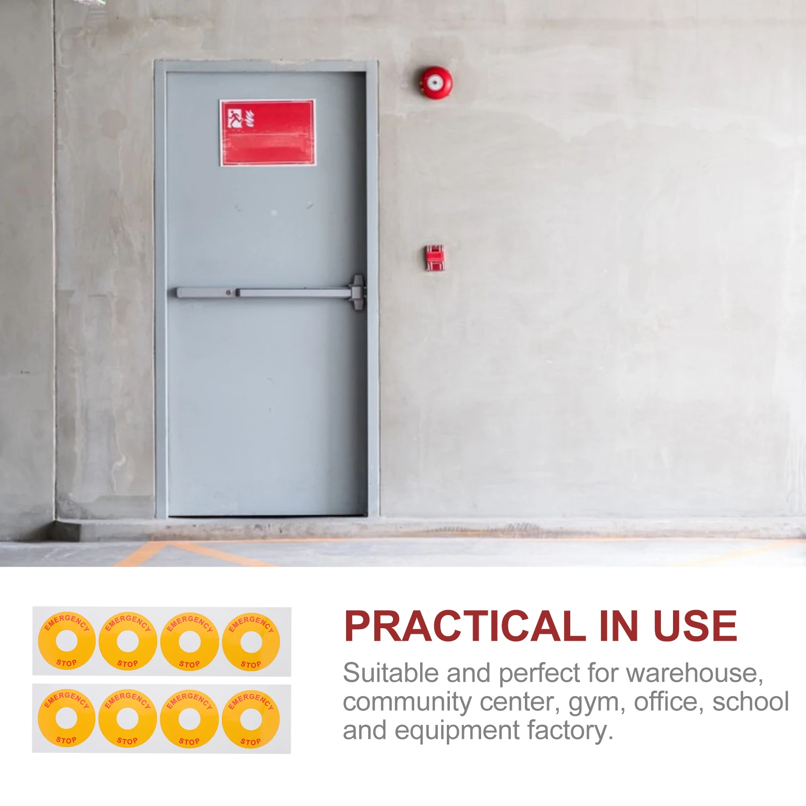 8pcs Emergency Stop Warning Sticker Safety Sign Decal For Industrial Equipment Office Factory Strong