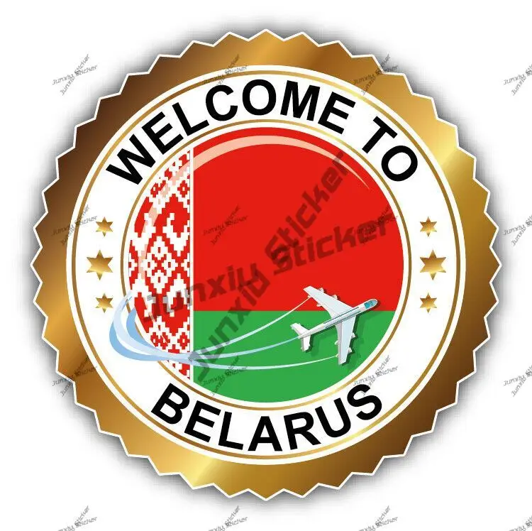 

Welcome To Belarus Label Sticker Belarusian Emblem Travel Patriotism Decal Rv Stickers Graphics Car Cover Suv Waterproof Decals