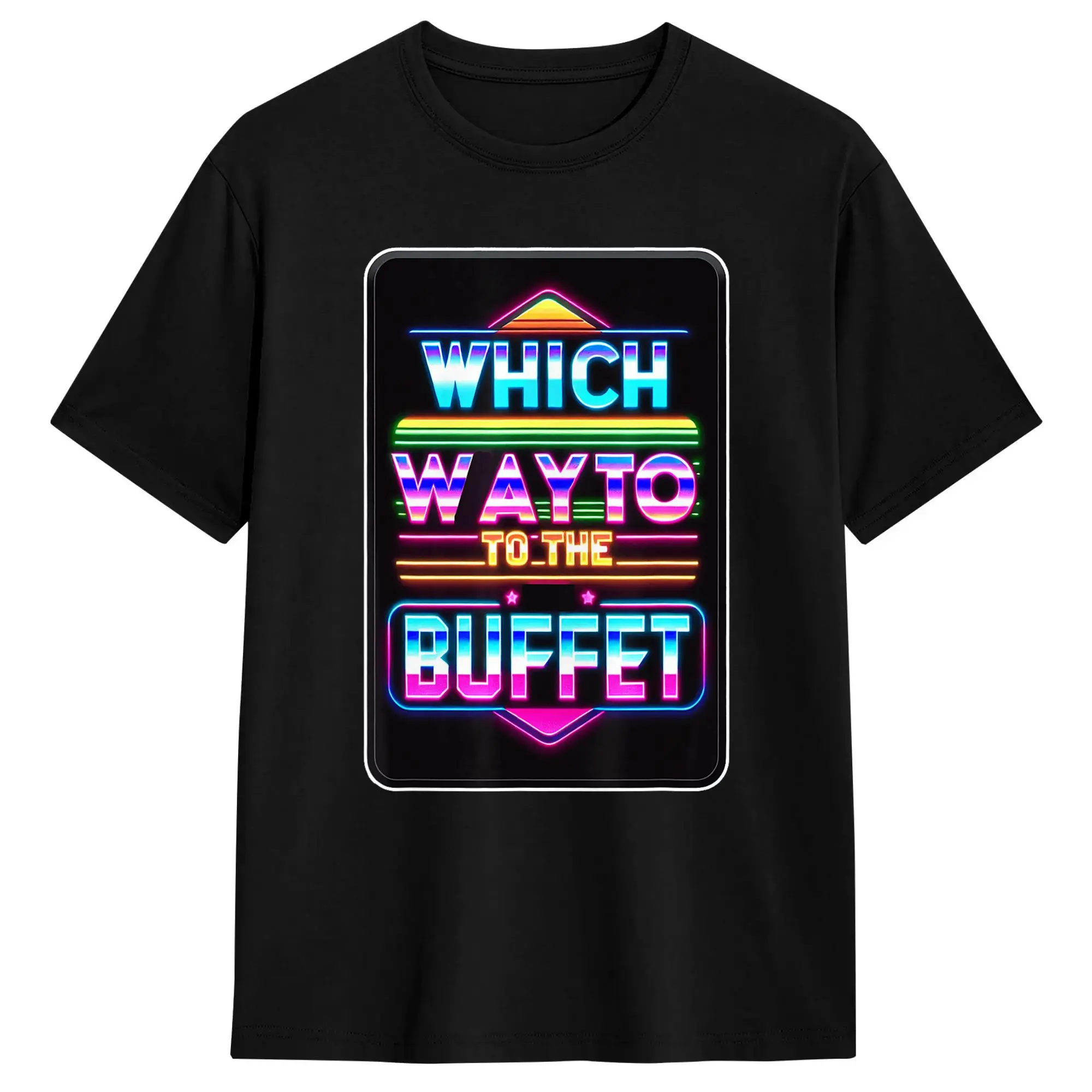 Which Way To The Buffet T-Shirt Summer  Pure Cotton T Shirts For Men Pattern Tee Shirt Short-Sleeved Y2K Funny Clothes