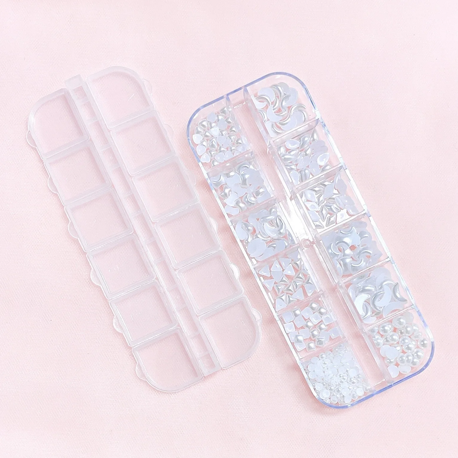 Moon Heart White Pearl Glitter Jewelry Nail Art Supplies Decoration 3D White Pearl Mix Set DIY Acrylic Nail Art Accessories