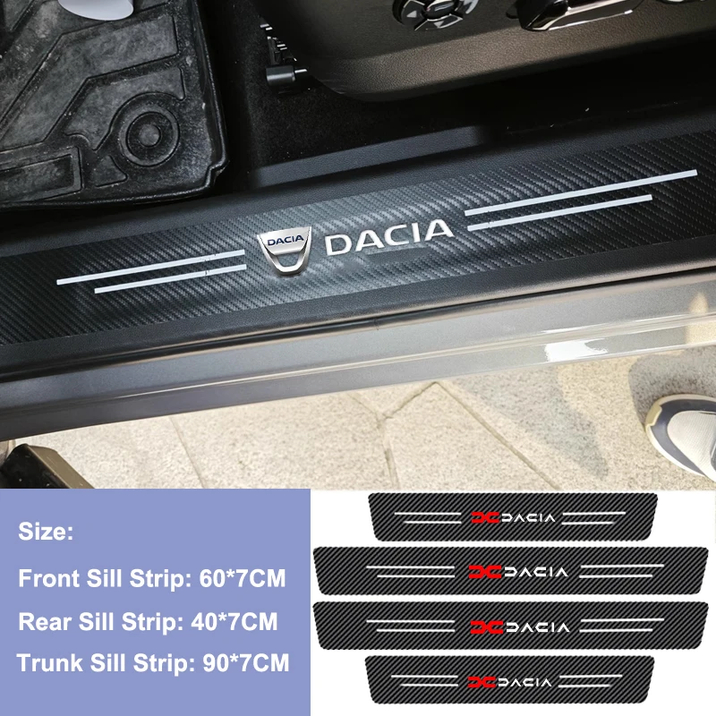 4 шт. наклейки на порог автомобиля для DACIA Lodgy Duster Logan Spring Dokker Sandero MCV Stepway, защитная пластина на порог автомобиля, наклейки