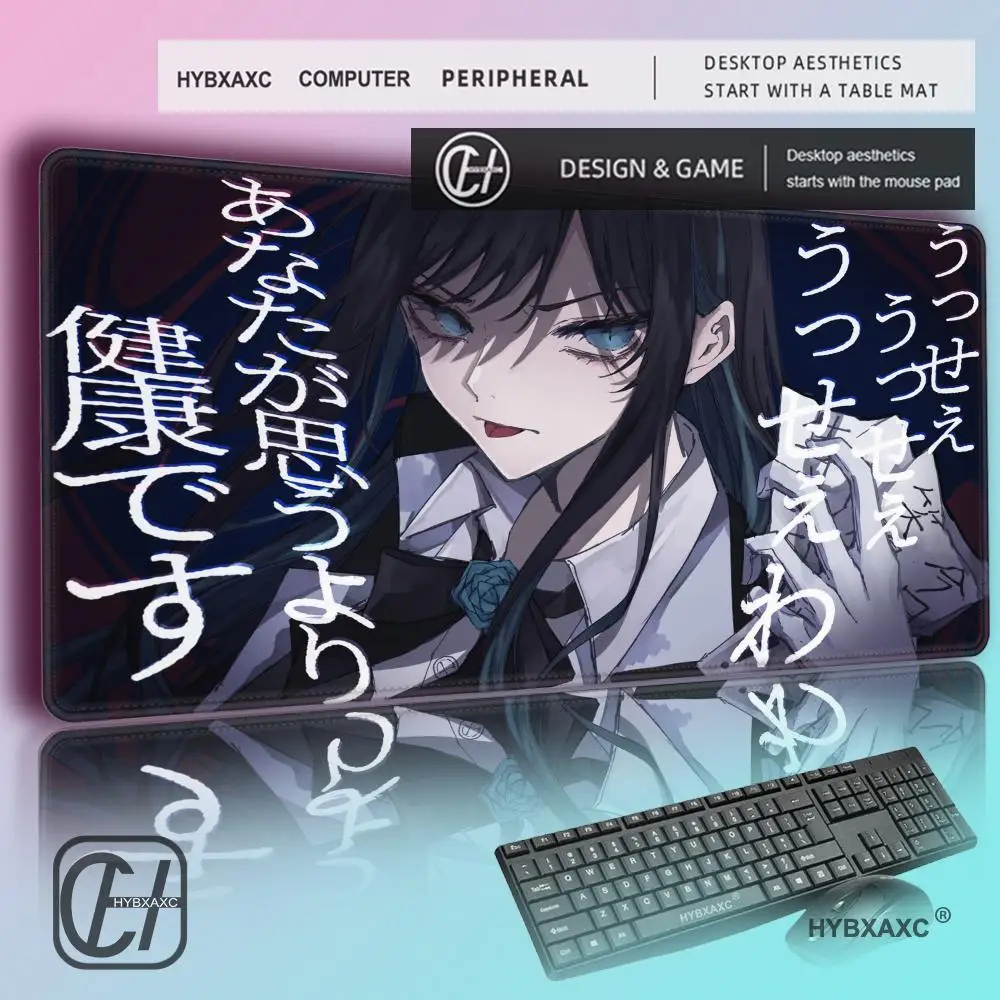 HYBXAXC A-ado Virtual Idol Extended Gaming Desk Mat Thick Rubber MousePad Precision Stitched Edges Waterproof Keyboard Pad