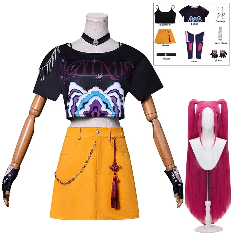 New Just Saiyan KPop Mira Cosplay Costume Wig Women Girls Halloween Carnival Comic-con Party Role Playing Outfits