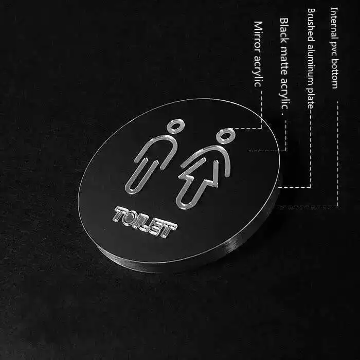 Toilettentürschild, Plattenhalter, Badezimmer-Wandschilder, kreative Persönlichkeit, öffentliche Toilette, Männer und Frauen, runde Beschilderung, individuell bedruckt – Detail 3