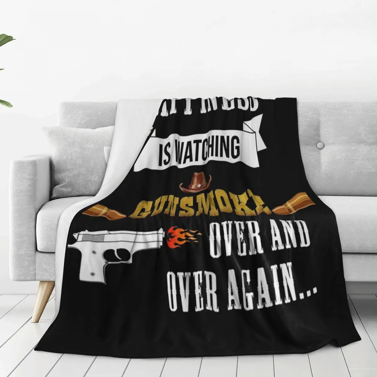 Happiness Is Watching Gunsmoke Over And Over Again.. Blanket Fleece Lightweight Sofa Throw Blankets For Couch Throws Bedspread