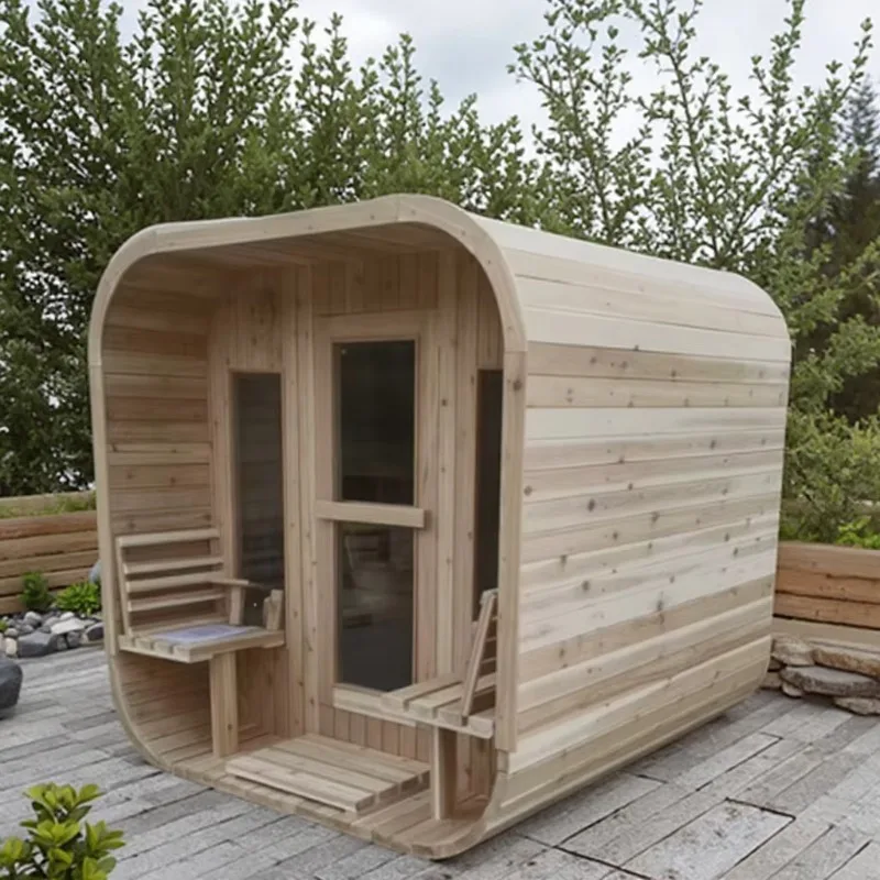 Classic Fashion Infrared Sauna Cabin, Cedar Wooden Sauna for 3-4 Persons Indoor & Outdoor Plaza Application
