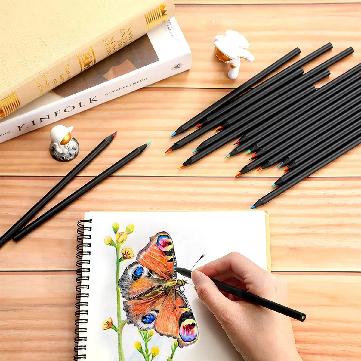 NEW 10Pcs Colored Black Wood Pencils 7 in 1 Rainbow DIY Drawing Pencil for Sketching Doodling Coloring Painting Artistic NEW