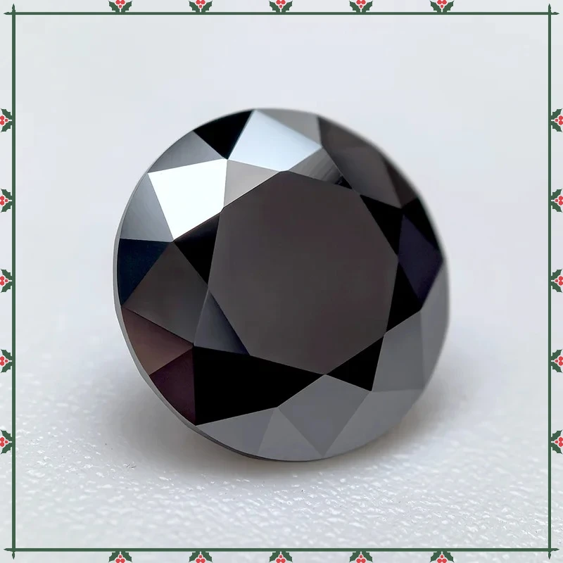 Moissanit-Stein, runde Form, schwarze Farbe, DIY-Anhänger, Schmuckherstellung, Ring, Halskette, Ohrringe, Hauptmaterialien, Zertifikat – Detail 3