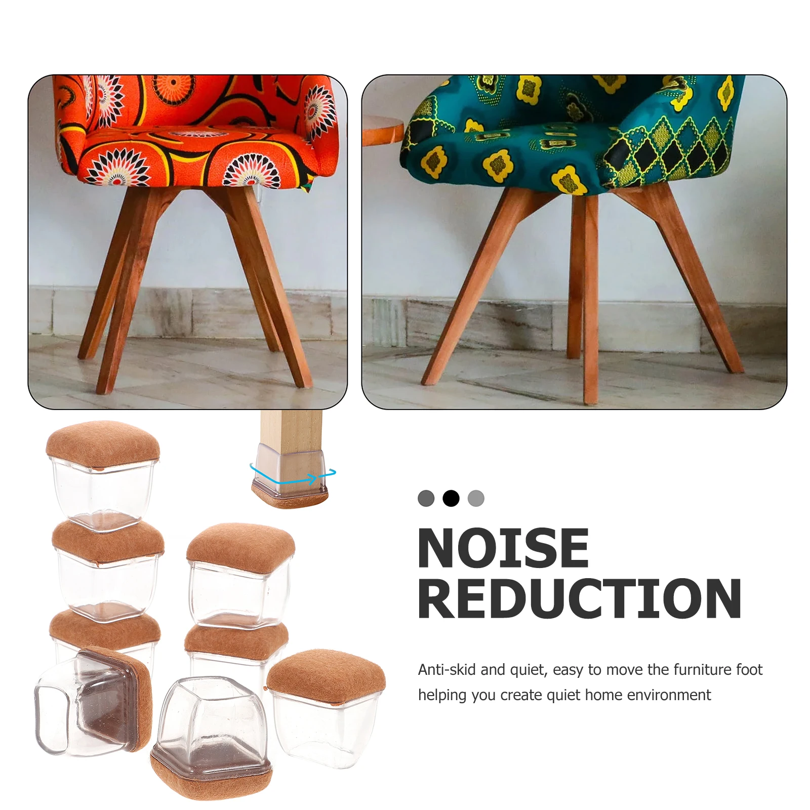 

8Pcs Furniture Feet Covers Chair Leg Protectors Anti-Slip Noise Reducing Pads for Hardwood Floors No Tools Required