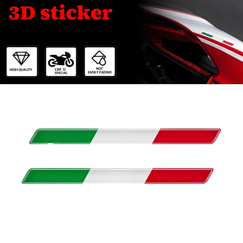 2X Italian Tricolor Flag Epoxy Decorative Sticker 3D Motorcycle Tank Decals Stickers Case Strong Stickiness Unerisal Car Decals