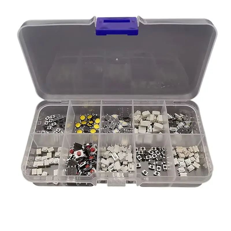 Y50A-250Pcs Micro Tactile Tact Push Button Switch Assorted Kit 2P 4 Pin SMD PCB Car Remote Control Momentary Self-Reset