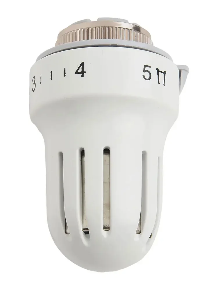 หม้อน้ําวาล์วหัวเครื่องทําความร้อนพลาสติก TRV ปรับโลหะผสม M30x1.5 เกลียว Thermostatic สีขาว 8.7 ซม.X 3.4 ซม.Druable