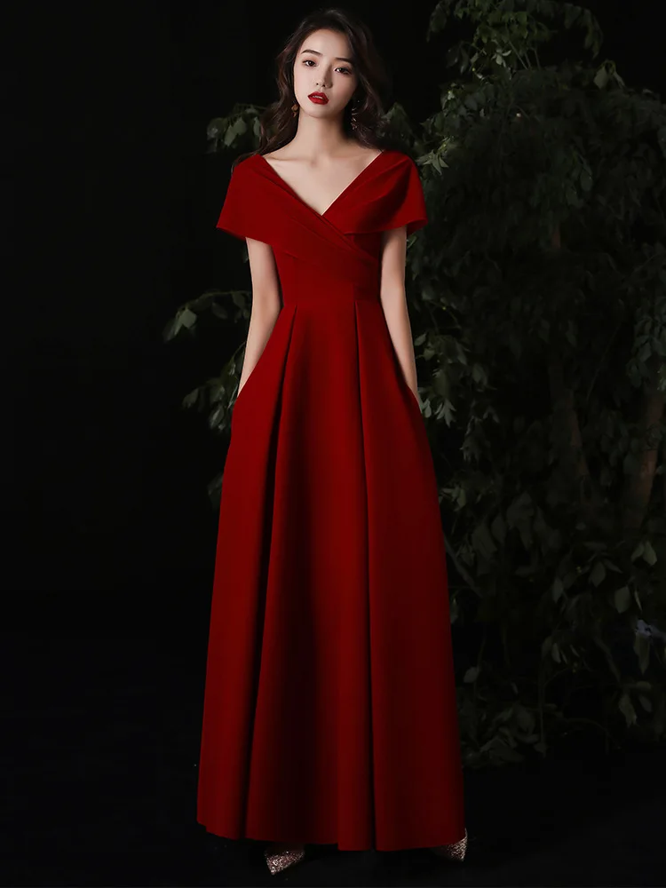 Toast Dress Bride's New Temperament Wedding Evening Dress Women's Banquet Can Usually Wear Evening Dress Cocktail Robe Soiree