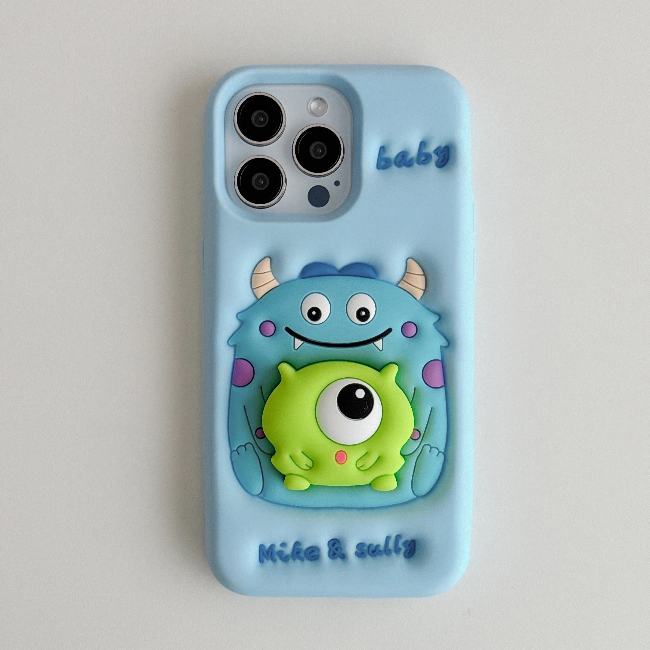 Niedliche Cartoon-Sulley-Monster-Hülle, weiche Silikon-Halterung für iPhone 15 14 Plus 13 12 11 Pro Max – Detail 9
