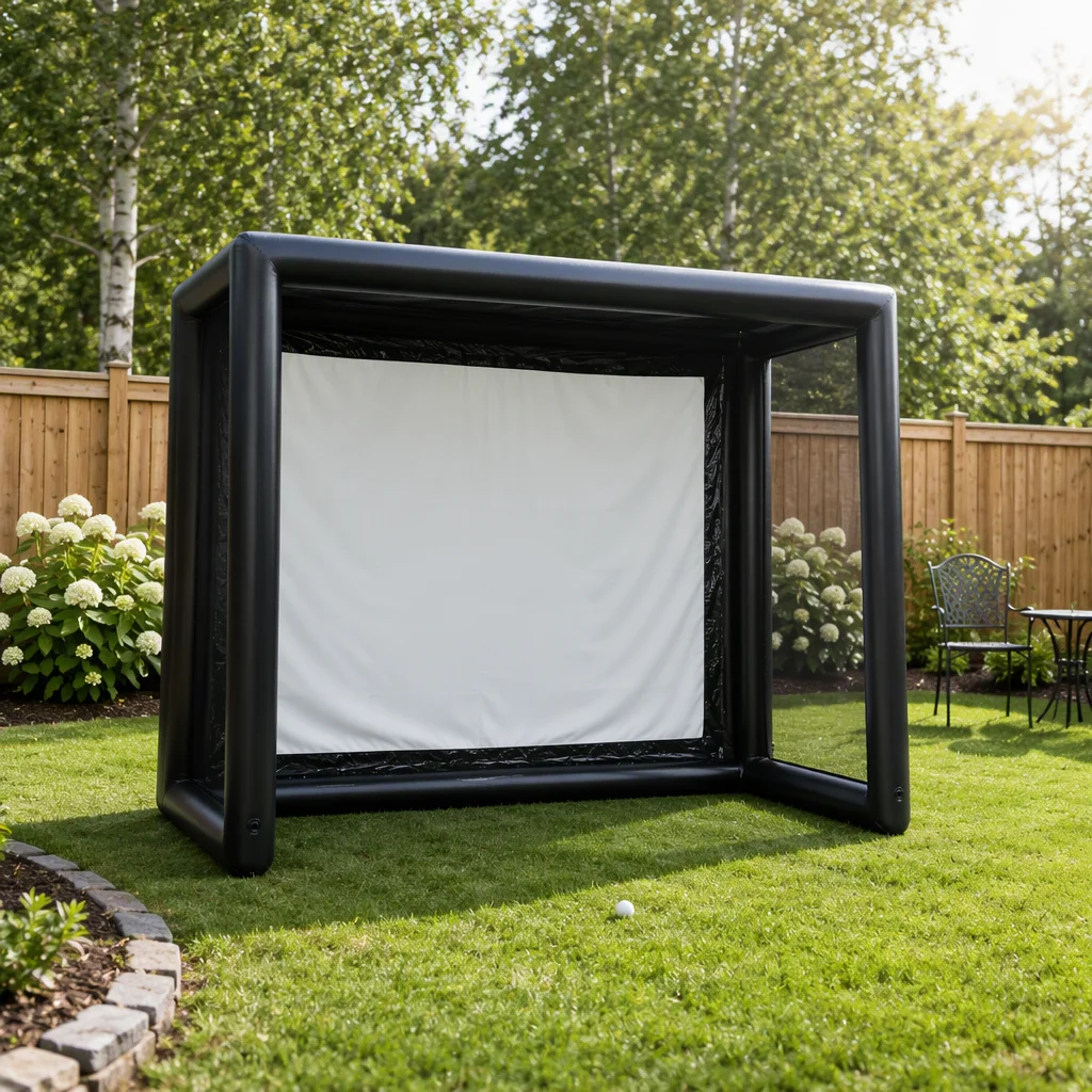 2027  Custom Portable Inflatable Golf Simulator Tent Enclosure Hitting Cage with Projector Screen Indoor Outdoor Backyard Garage
