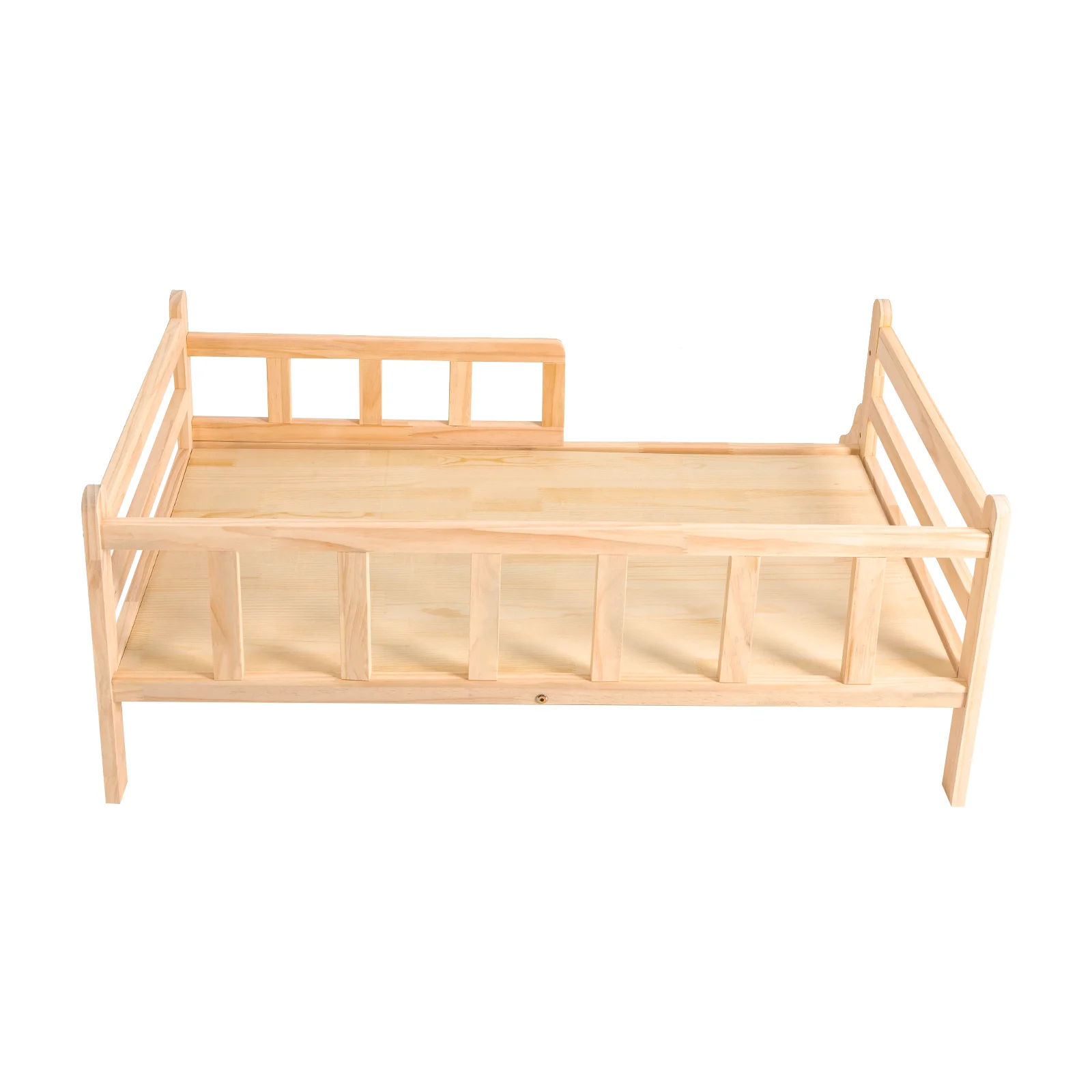 Solid Wood Pet Bed, Wooden Dog Bed Frame, Dog Kennel Furniture, Dog Bed Stand Elevated Fence Rounded Corners for Cats or Dogs