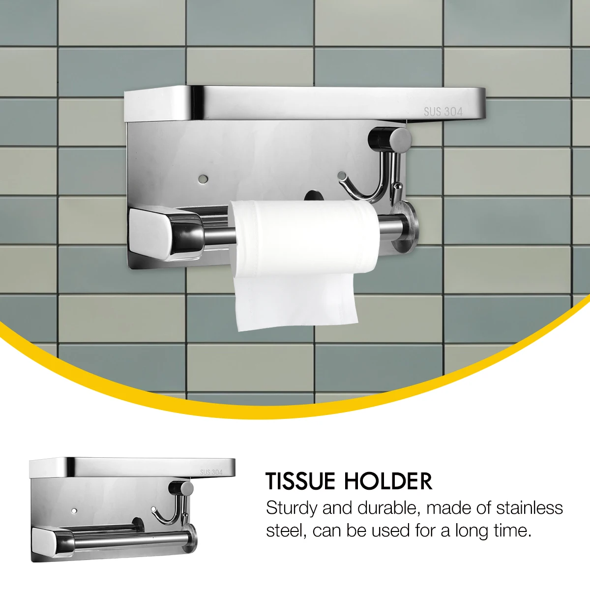

Stainless Steel Tissue Holder Punch Free Toilet Paper Dispenser Easy Install Bathroom Hotel Use Napkin ganizer Home Storage