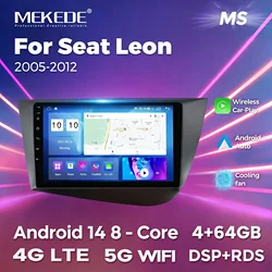 MEKEDE WIFI+4G LTE Head Unit for Seat Leon 2 MK2 2005 2006 2007 2008 2009 2010 2011 2012 Car Screen Stereo 2 Din Carplay Audio
