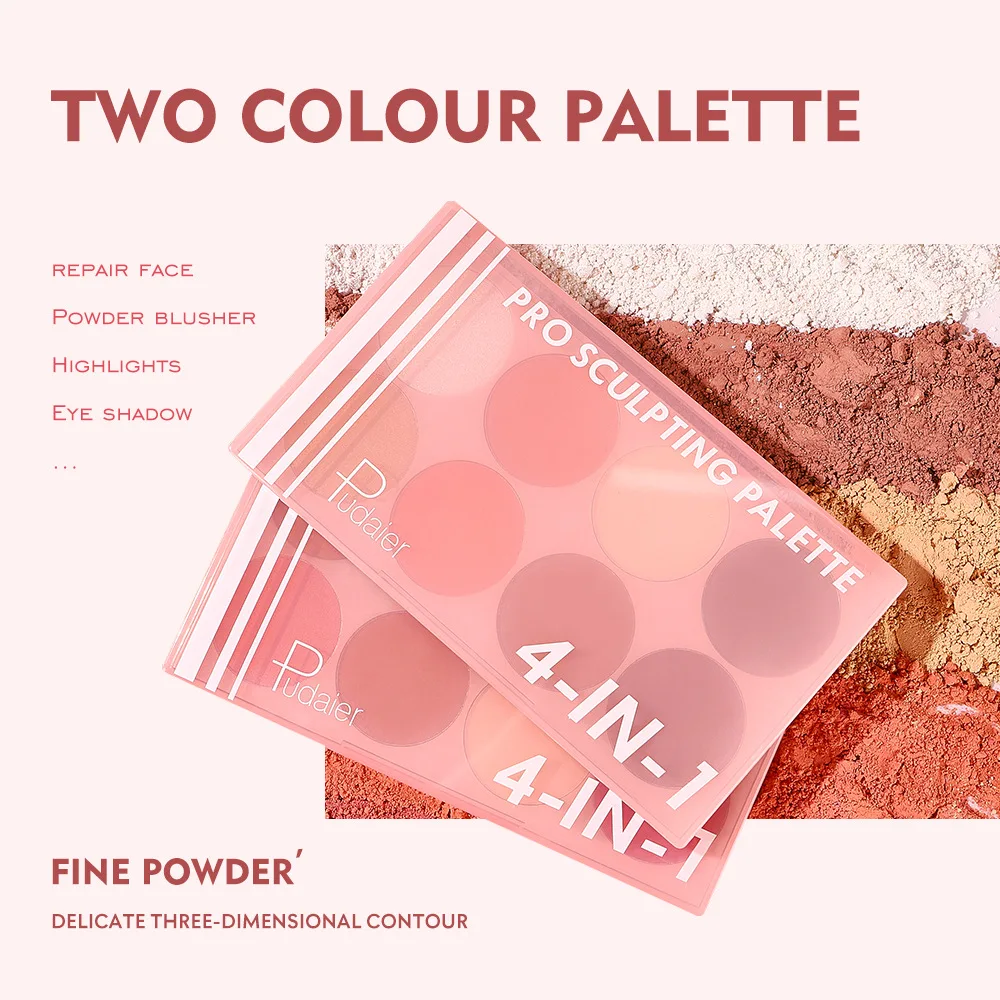 Palette de fards à joues 8 couleurs, couleur brillante mate, rose clair, lueur naturelle, facile à mélanger, couleur de joue légère pour le maquillage nu
