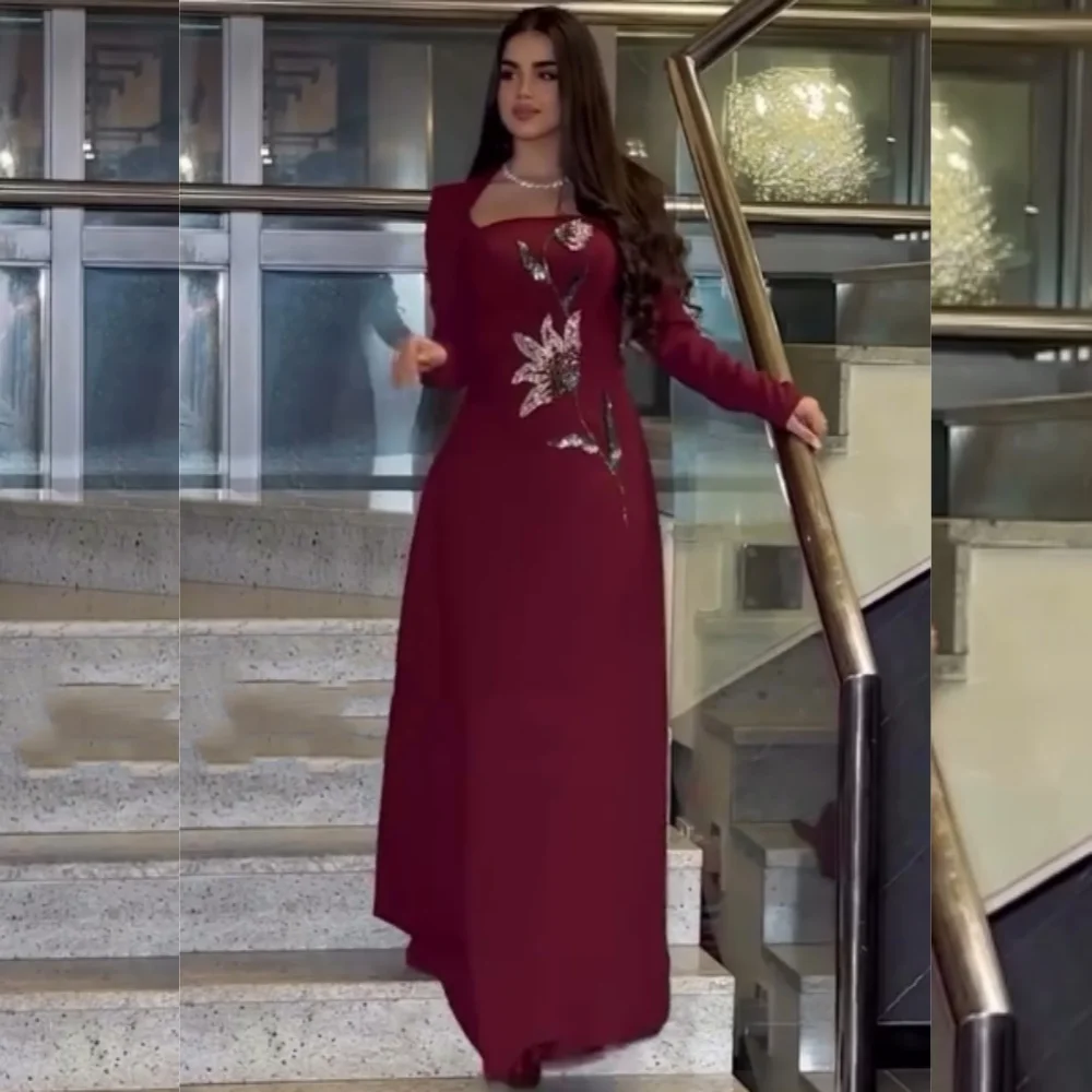 

Customized Chinese Style Jersey Flower Sequined A-line Scalloped Long Dresses Bespoke Occasion Intricate
