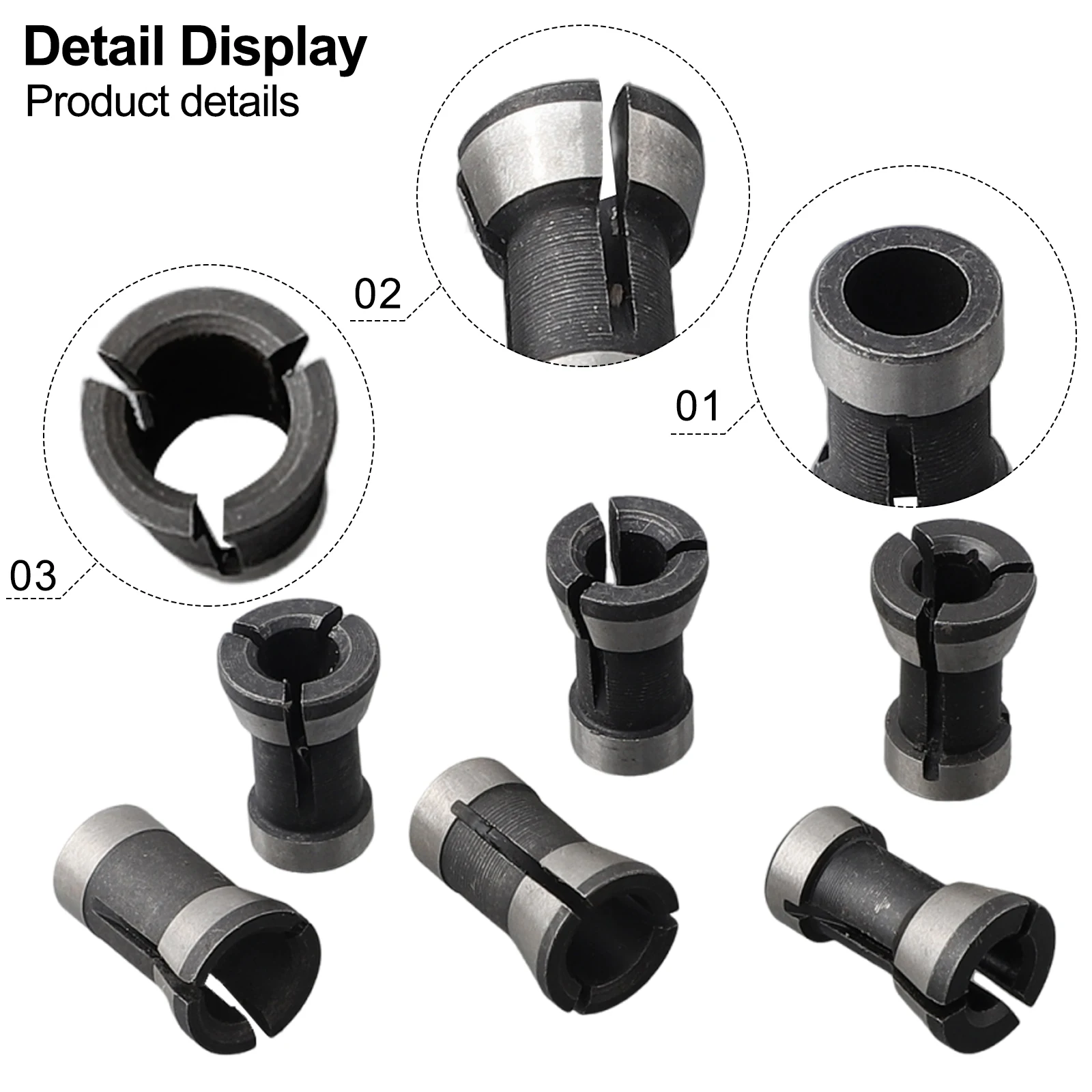 For Trimming Engraving Machine Collet Adapter Bit Collet Chuck 6/6.35/8mm Height 20mm For Trimming Engraving Machine