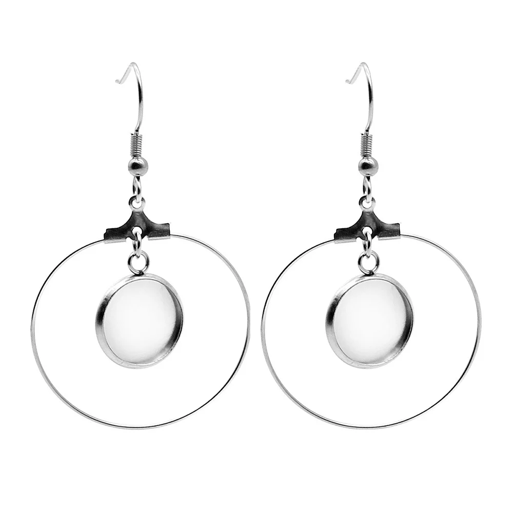 20Pcs Stainless Steel Earring Bezel Tray Round Base DIY Jewelry Making Earring Pendant Setting Tray for Earrings Making 18mm