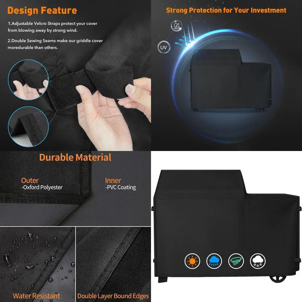 

All-Weather 600D Polyester Grill Cover for Pellet Grills and Smokers, Compatible with Woodridge Models