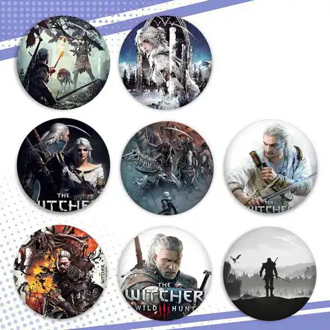 Game The W-Witcher 3 Anime Photo Brooches Creative Round Badge Gifts Pins