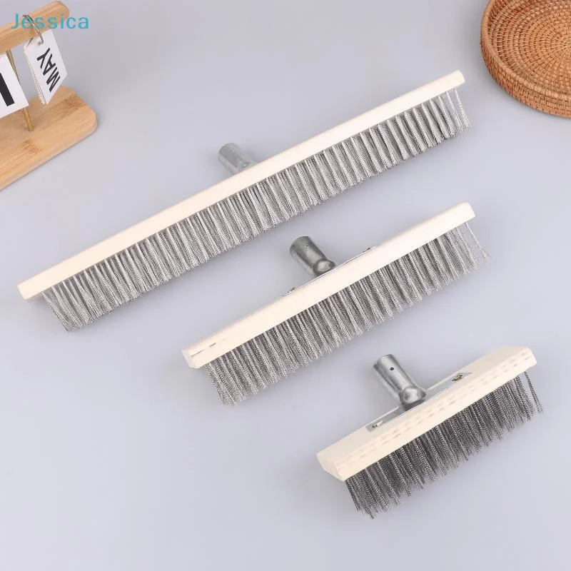 ♥Stainless Steel Wire Brush Set | Wooden Handle Scrub Brushes (3 Sizes) for Cleaning Grills, Workbenches & Surfaces