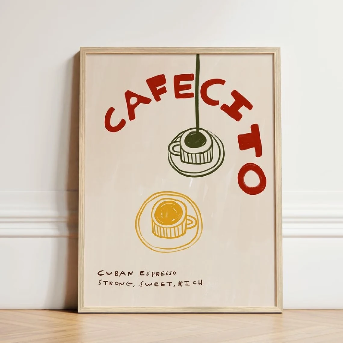 Guía de café cubano retro con frase de Cafecito, arte de pared impreso en lienzo, póster, imagen para sala de estar, dormitorio, decoración del hogar