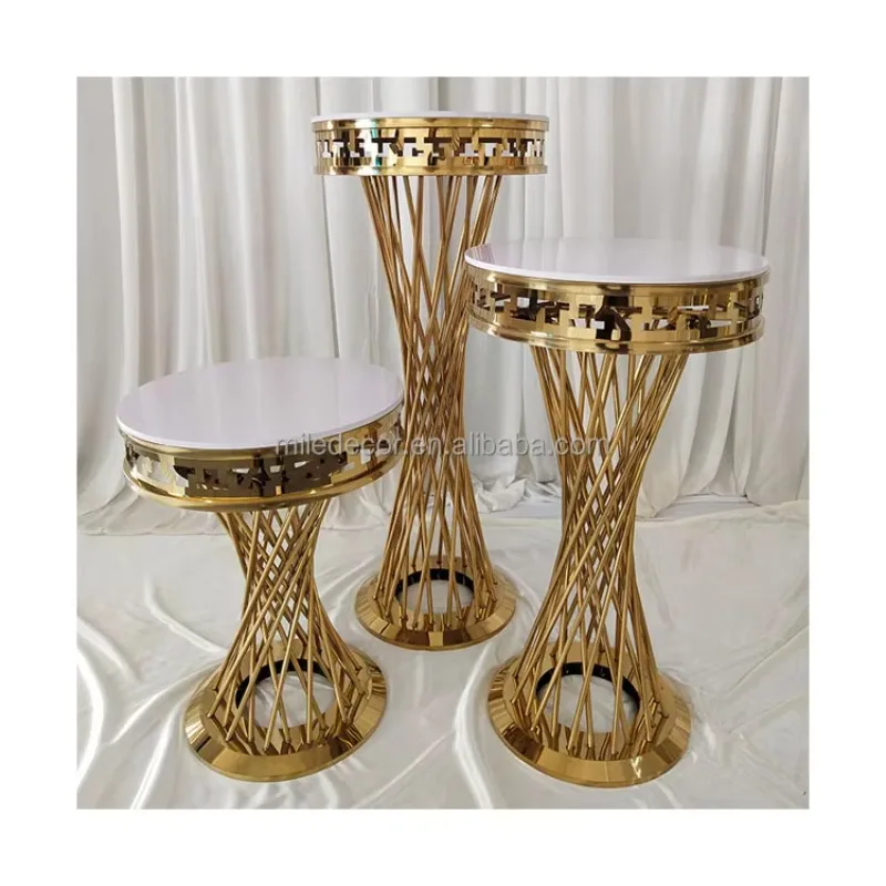 

Wedding Decoration Stainless Steel Cake Display Pillar Gold Cake Plinth for Wedding Event Decor