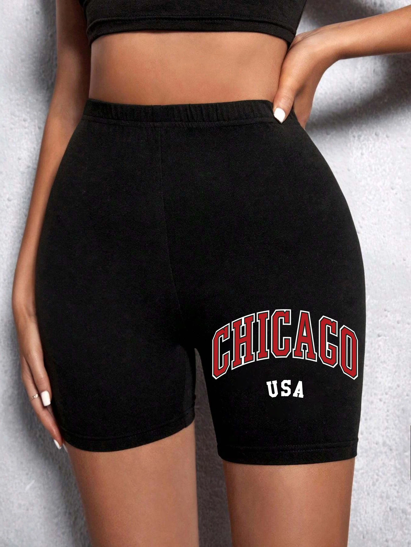 Fashion Womans Leggings Short Chicago Basketball Usa Letter Print Sports Shorts  Soft Comfortable High Elastic Female Streetwear