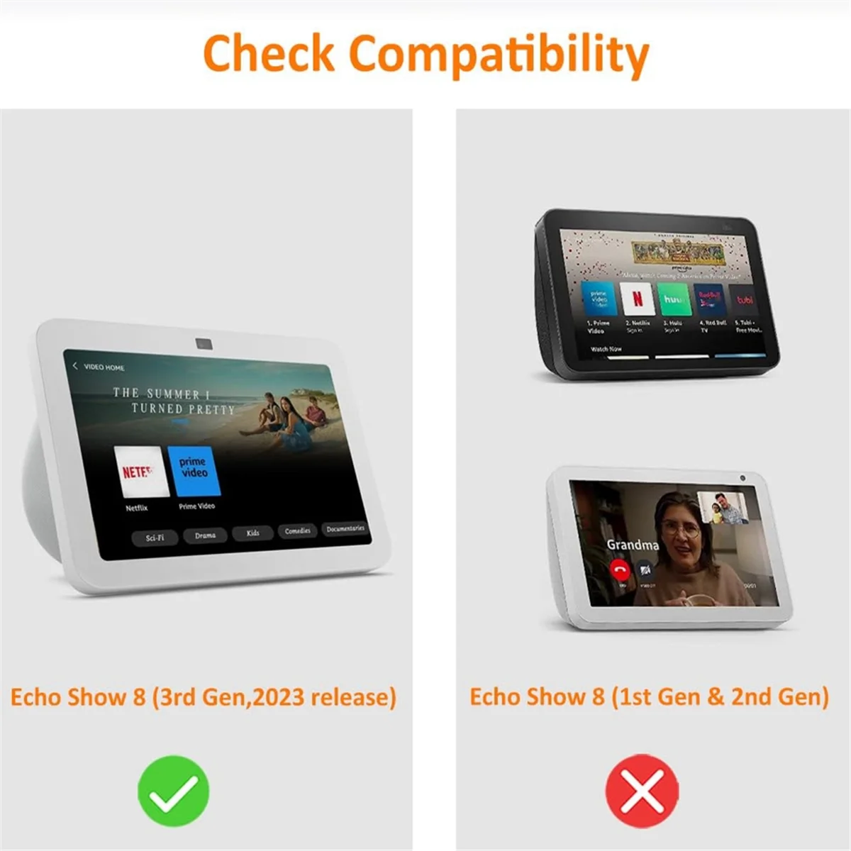 SMIEA Stand for Echo Show 8 (3Rd Gen) Adjustable Design to Improve Viewing Angle Swivel and Tilt Accessories White