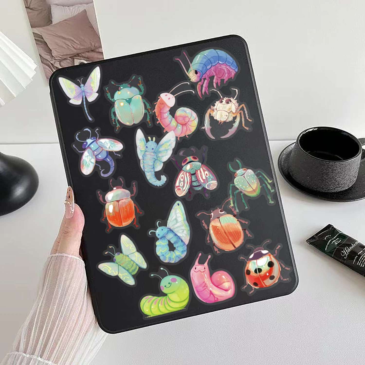 50 Stück süße bunte Käfer transparente Aufkleber Aufkleber Laptop Telefon Dekoration PET wasserdicht Aufkleber