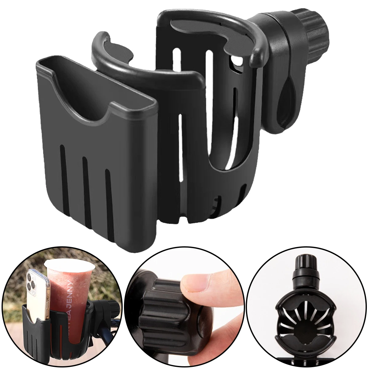 

Universal 3-in-1 Cup Phone Holder Cup Holder with Phone Holder Golf Cart Cup Bottle Holder for Stroller Bike Golf Cart