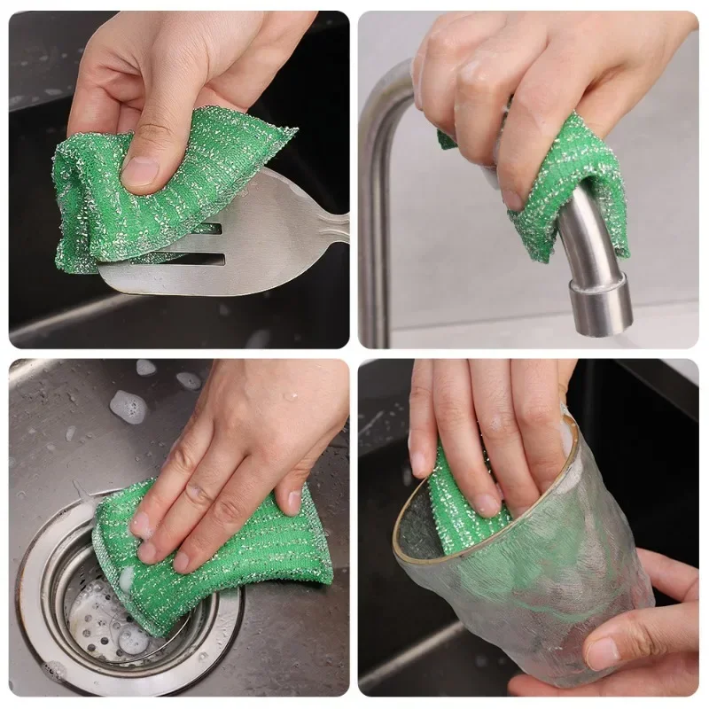 32/4PCS Double Side Sponge Rags Thickened Reusable Sponge Wipes Dishwashing Pans Scouring Pads Household Kitchen Cleaning Tools