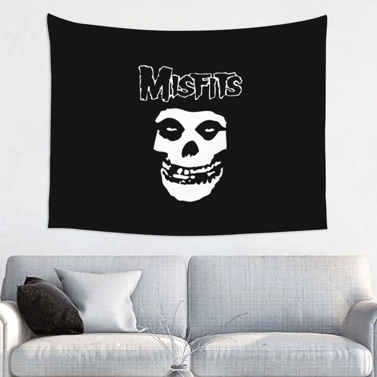 Custom Rock Punk Band Misfits Skull Face Tapestry Home Decor Hippie Wall Hanging Heavy Metal Tapestries for Living Room