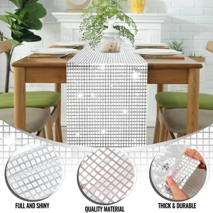 Glitzer -Pailletten -Disco -Tischläufer, Mirror Gold Folie, metallische Esstischdekoration, Hochzeitsfeier, Geburtstag, 33x180 cm 8 Hauptverkauf Gold Table Korridor - №5